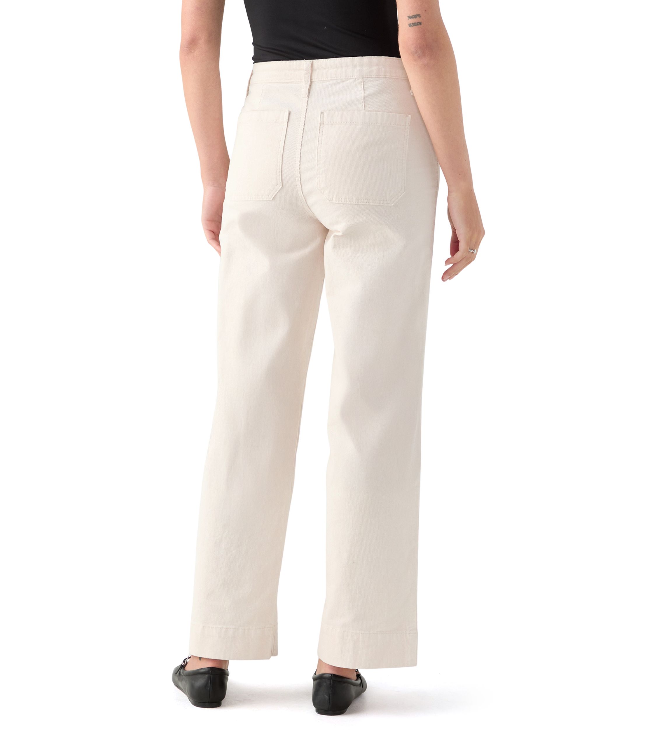 Womens High Rise Pocket Wide Leg Boyfriend Jeans 