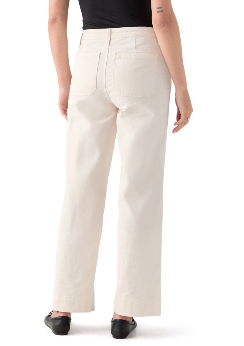Womens High Rise Pocket Wide Leg Boyfriend Jeans 