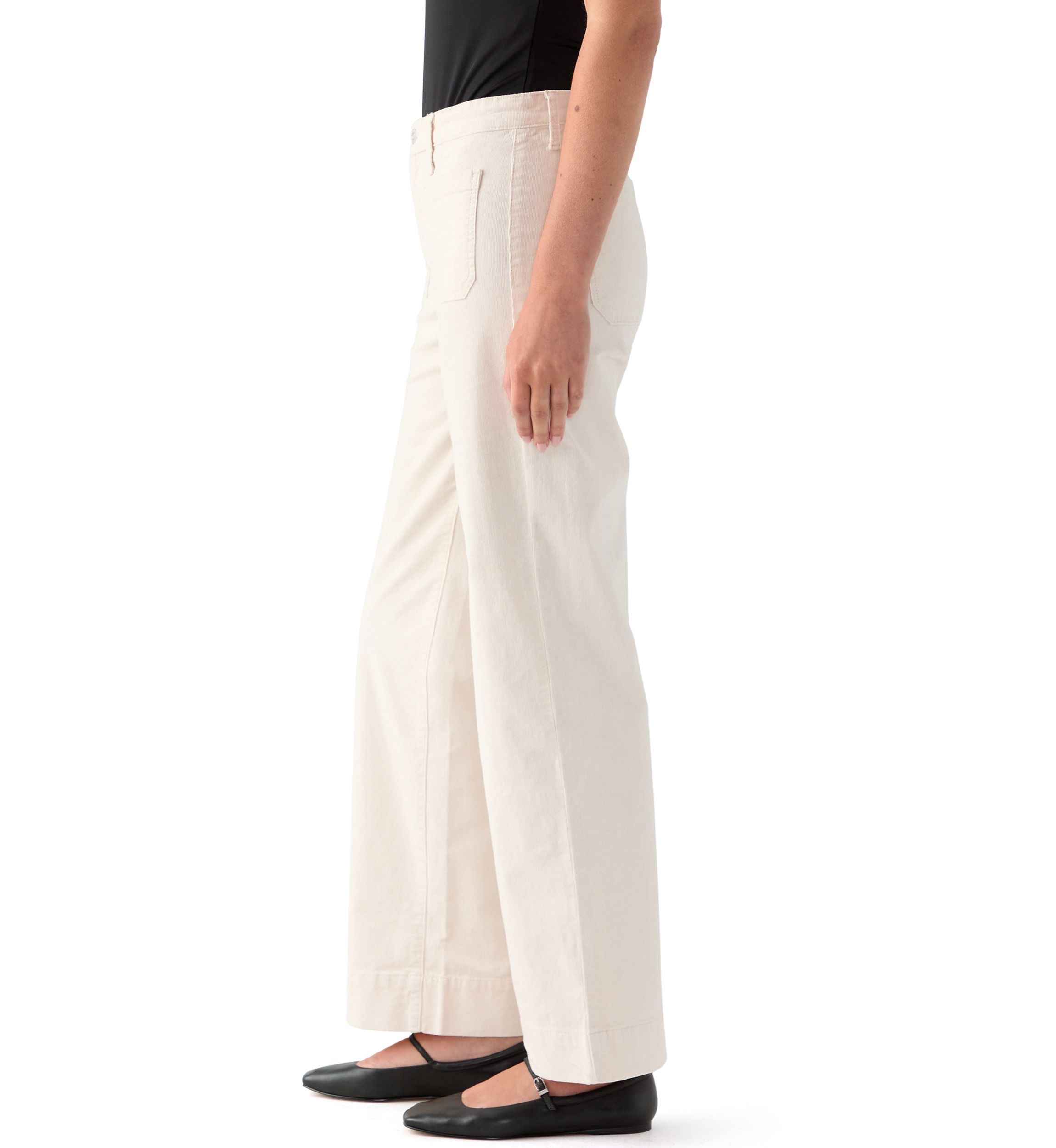 Womens High Rise Pocket Wide Leg Boyfriend Jeans 