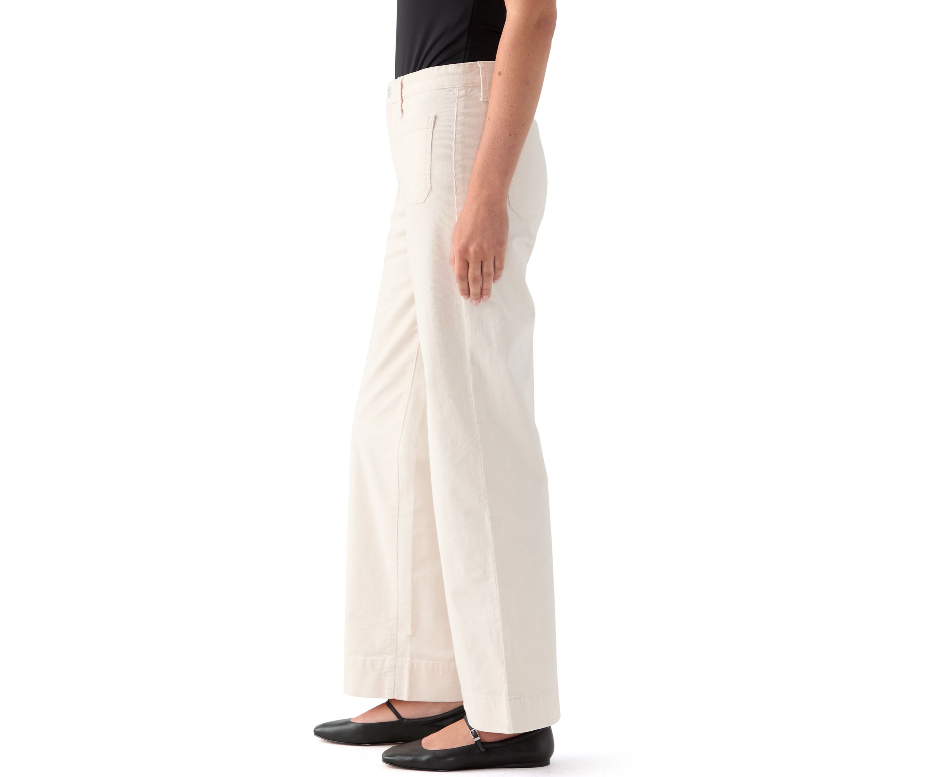 Womens High Rise Pocket Wide Leg Boyfriend Jeans 