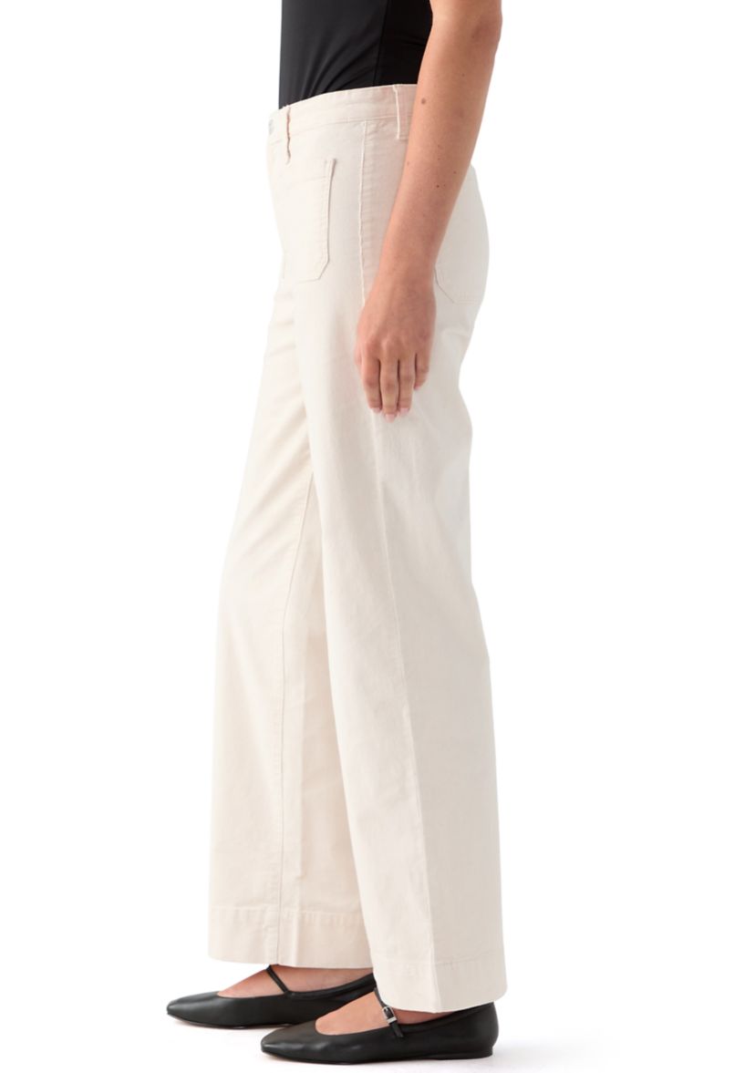 Womens High Rise Pocket Wide Leg Boyfriend Jeans 