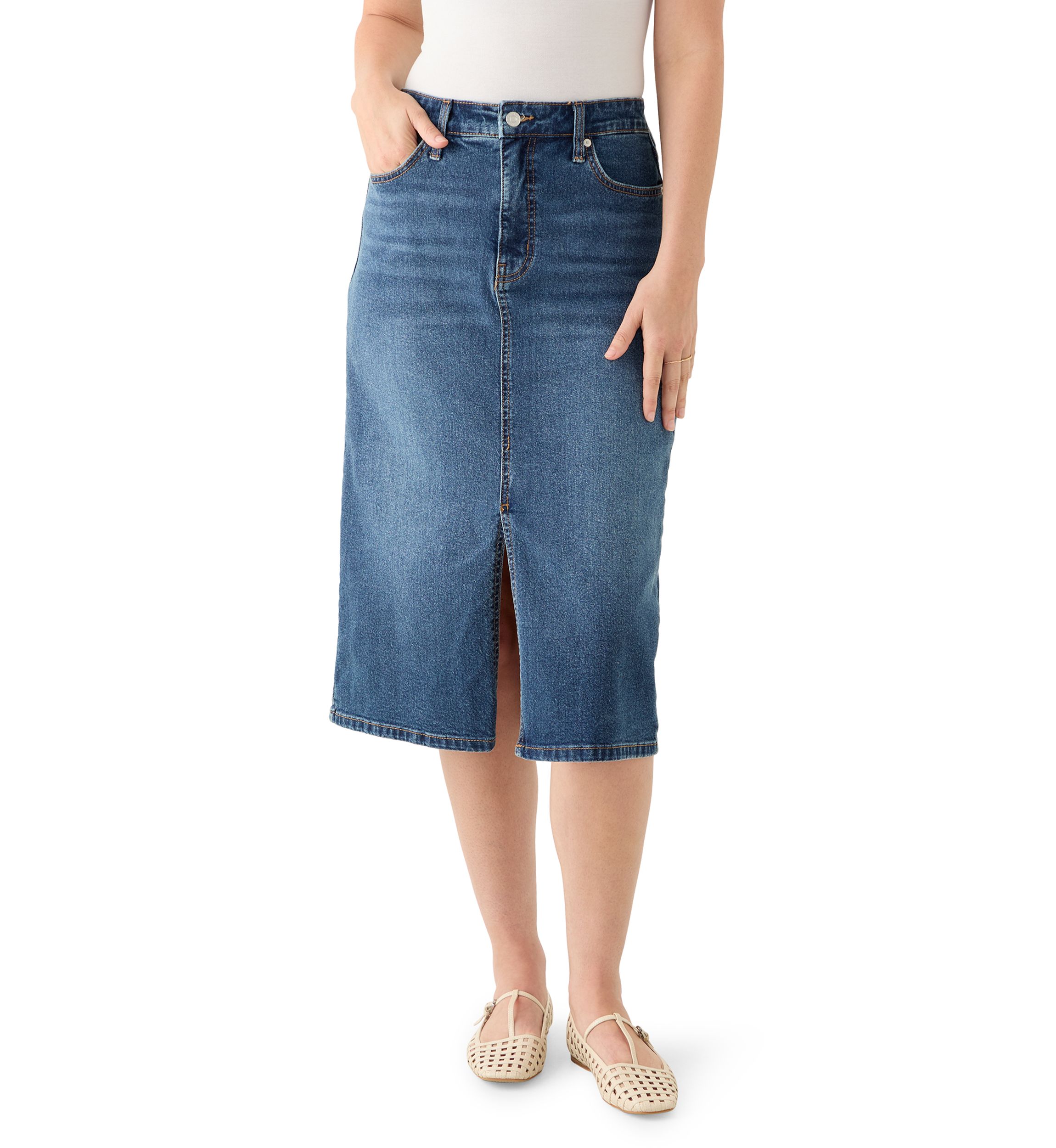 Womens High Rise Denim Skirt