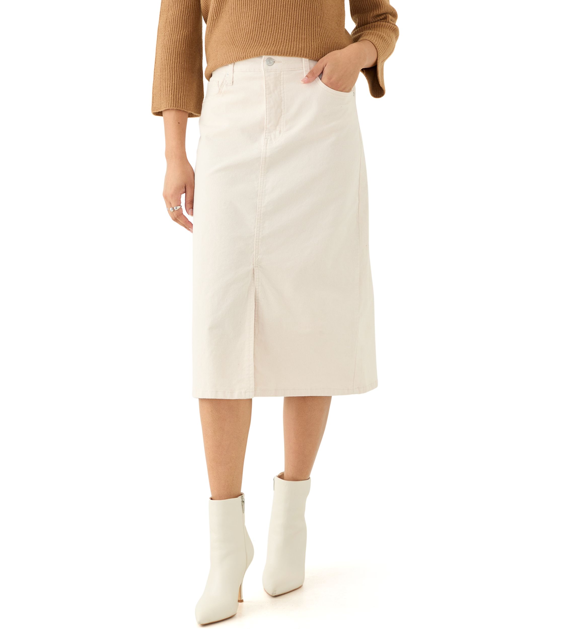 Womens High Rise Corduroy Skirt