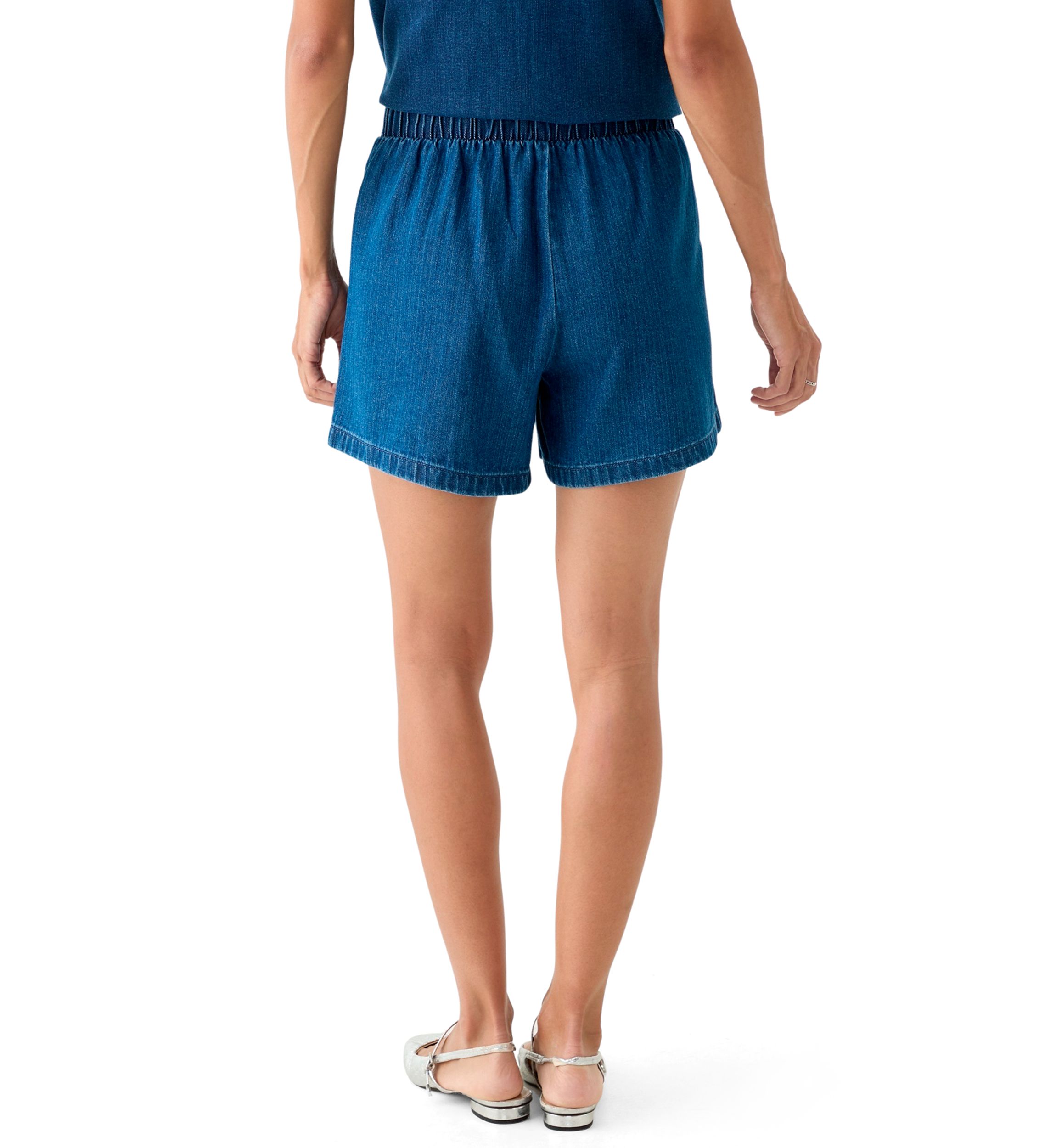 Womens Denim Tie Waist Shorts 