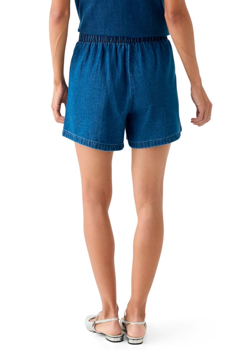 Womens Denim Tie Waist Shorts 