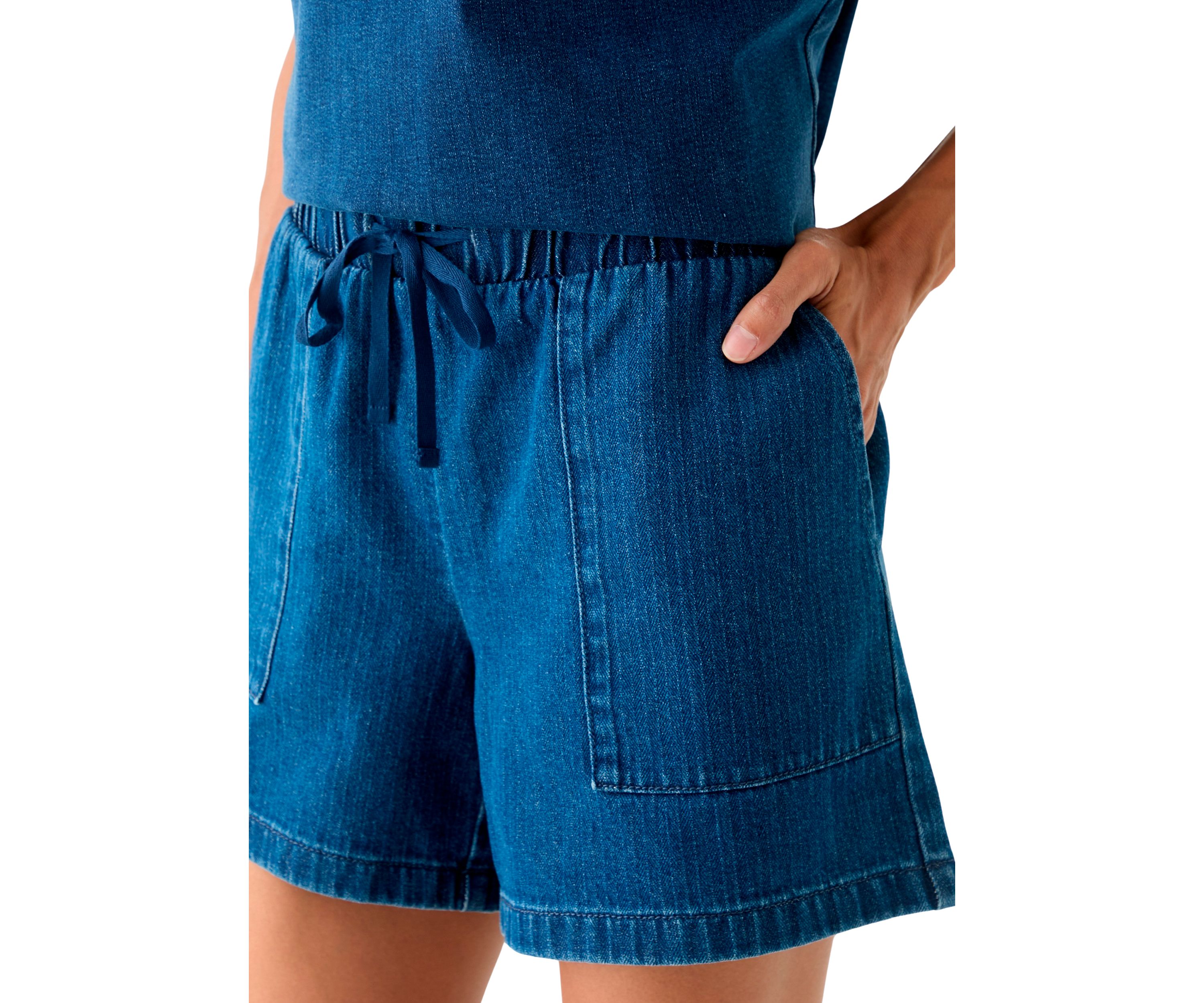 Womens Denim Tie Waist Shorts 