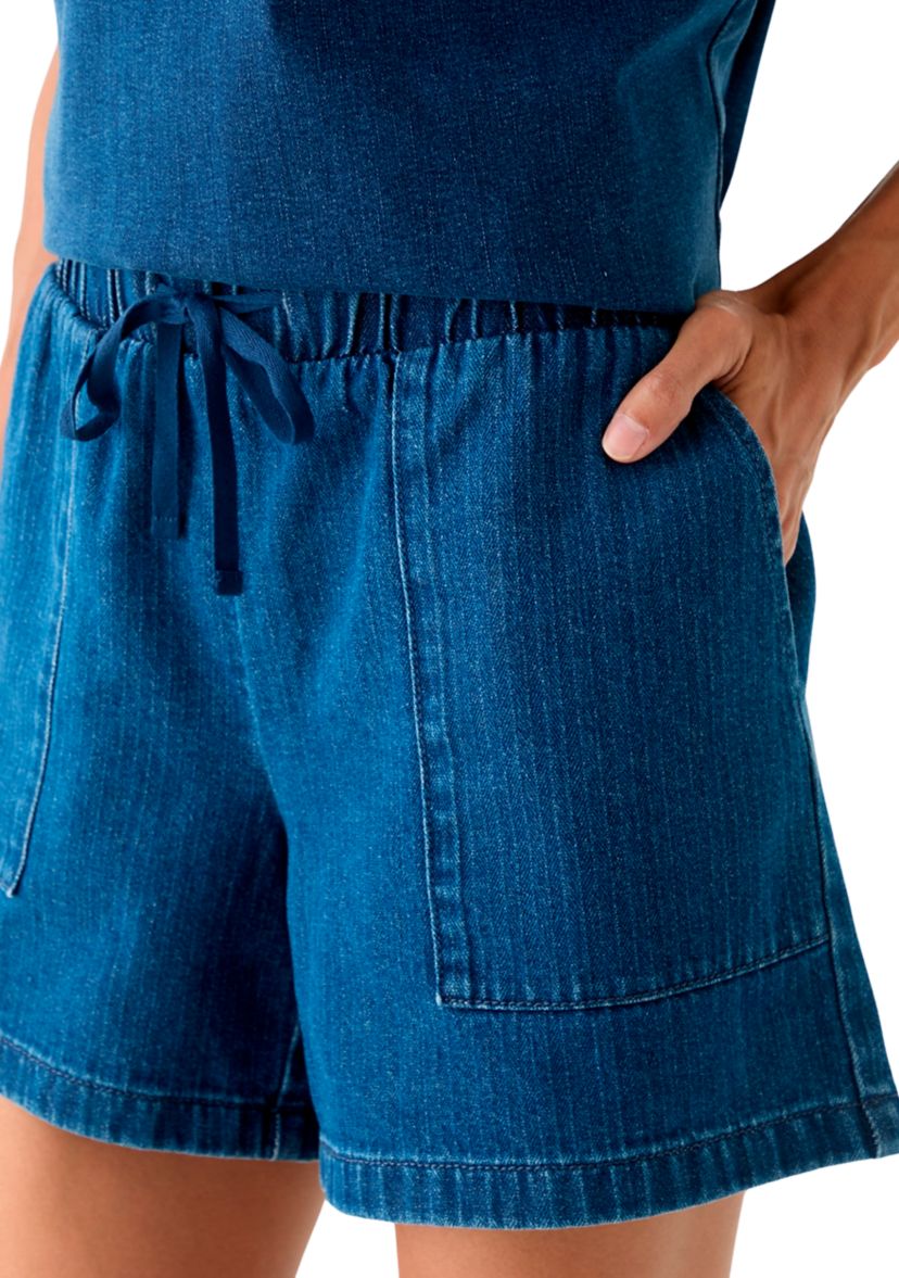 Womens Denim Tie Waist Shorts 