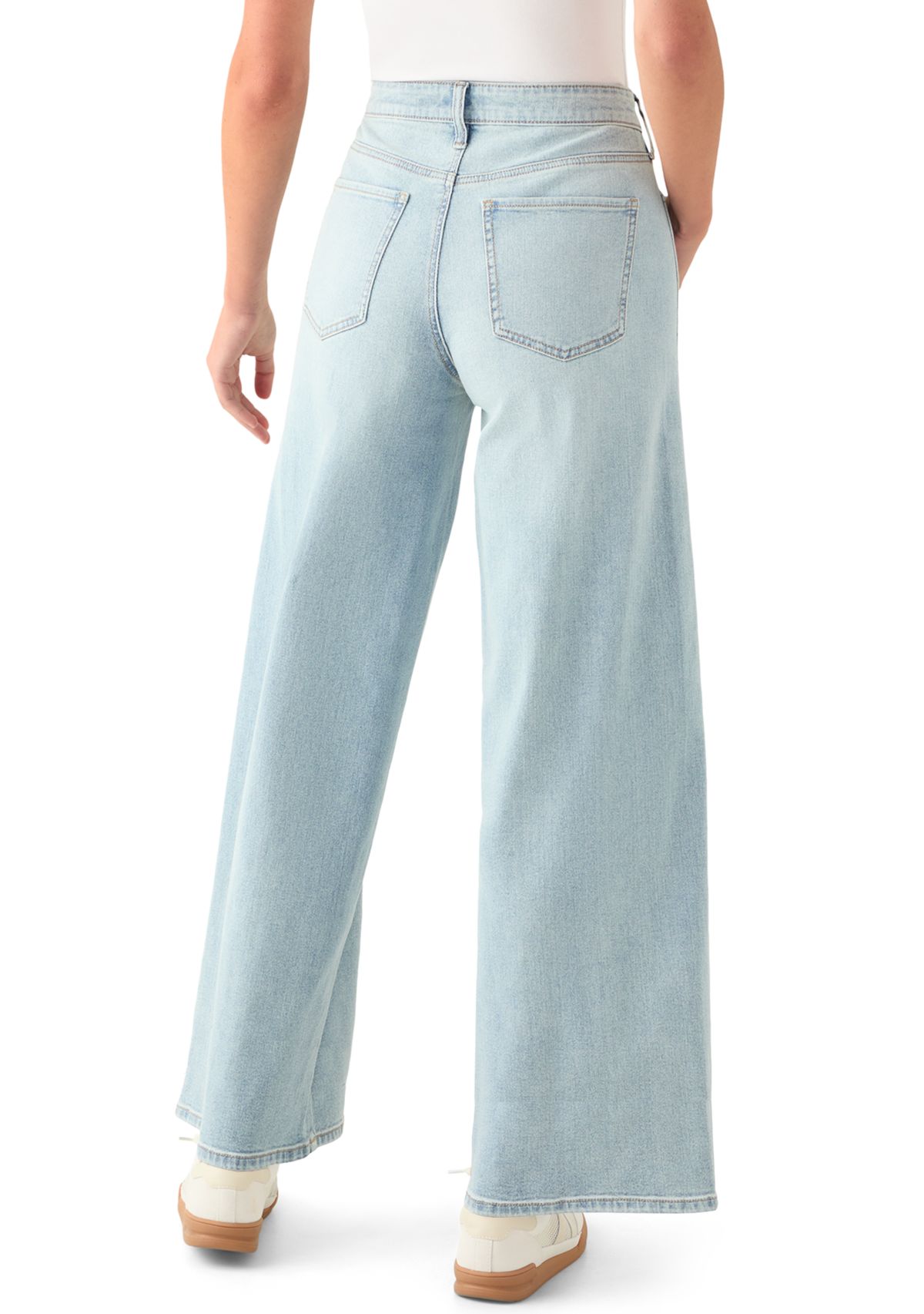 Womens High Rise Seamed Wide Leg Jeans 