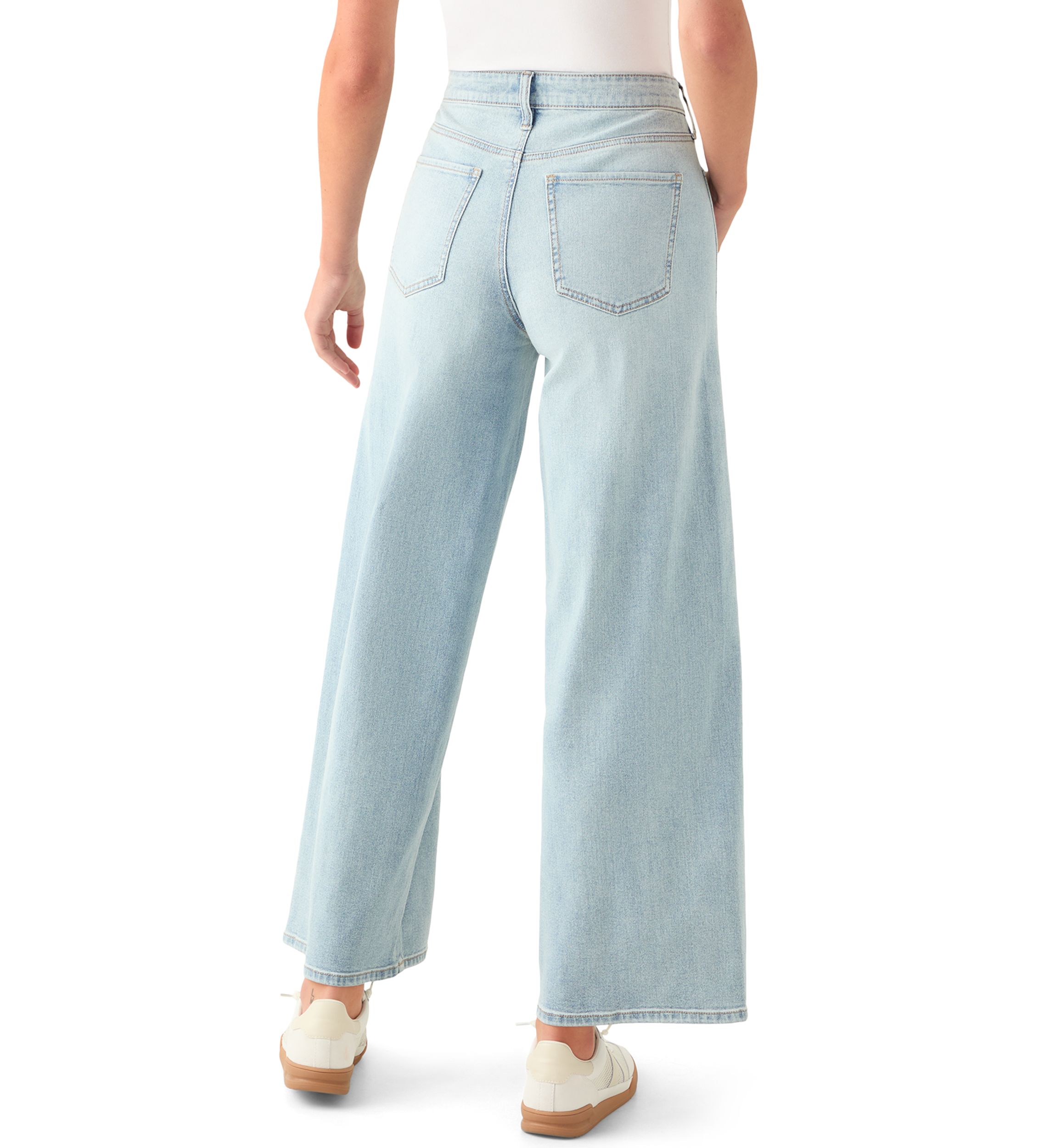 Womens High Rise Seamed Wide Leg Jeans 