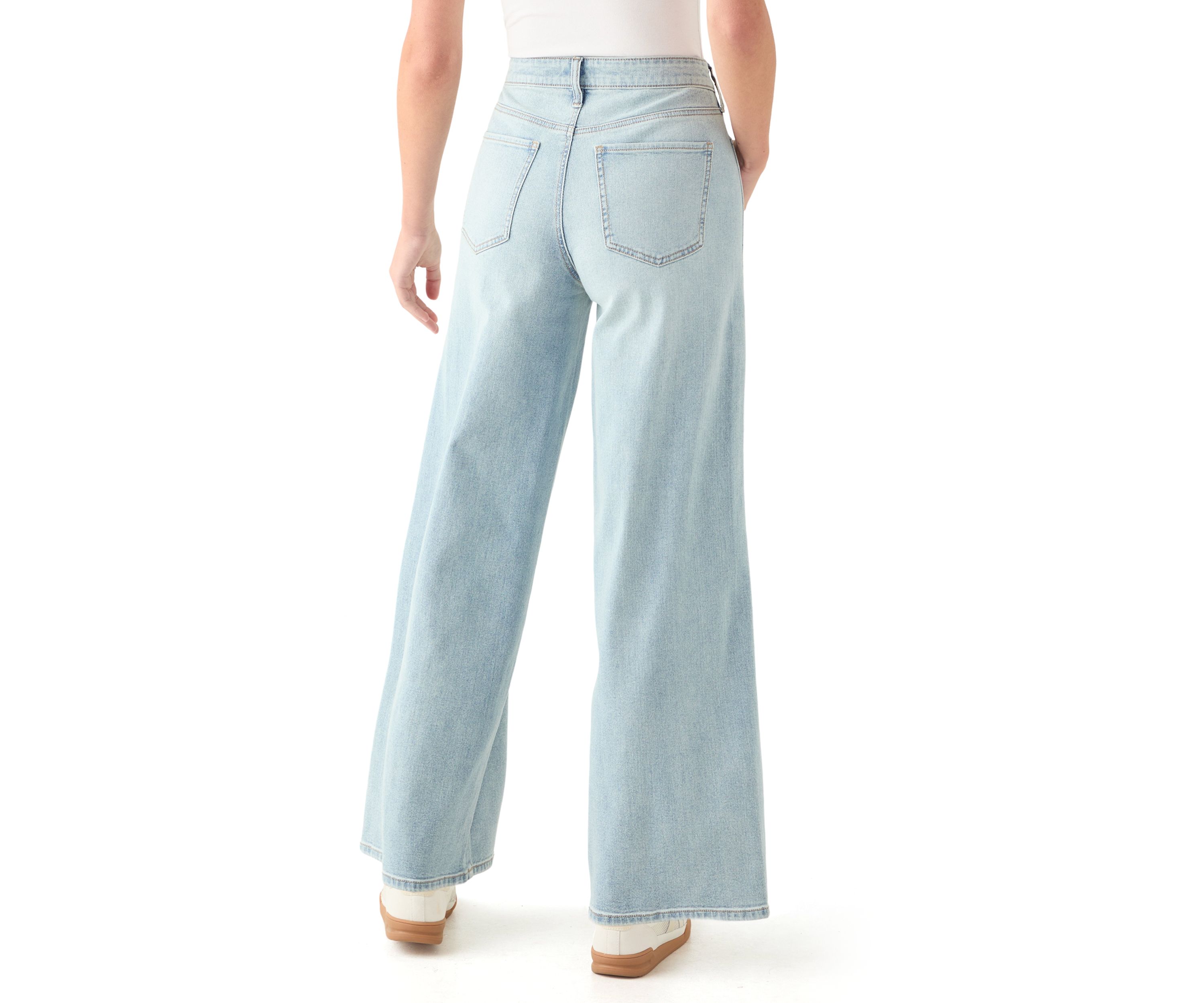 Womens High Rise Seamed Wide Leg Jeans 