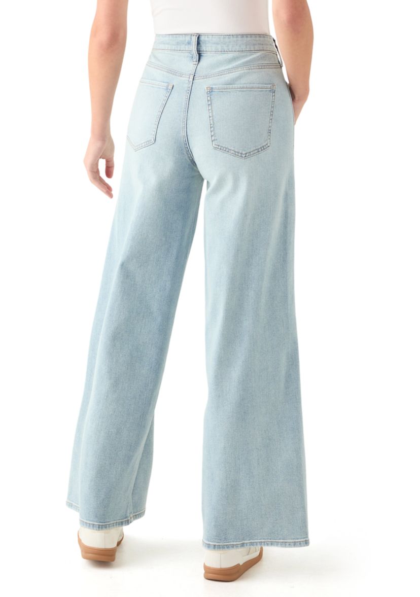 Womens High Rise Seamed Wide Leg Jeans 