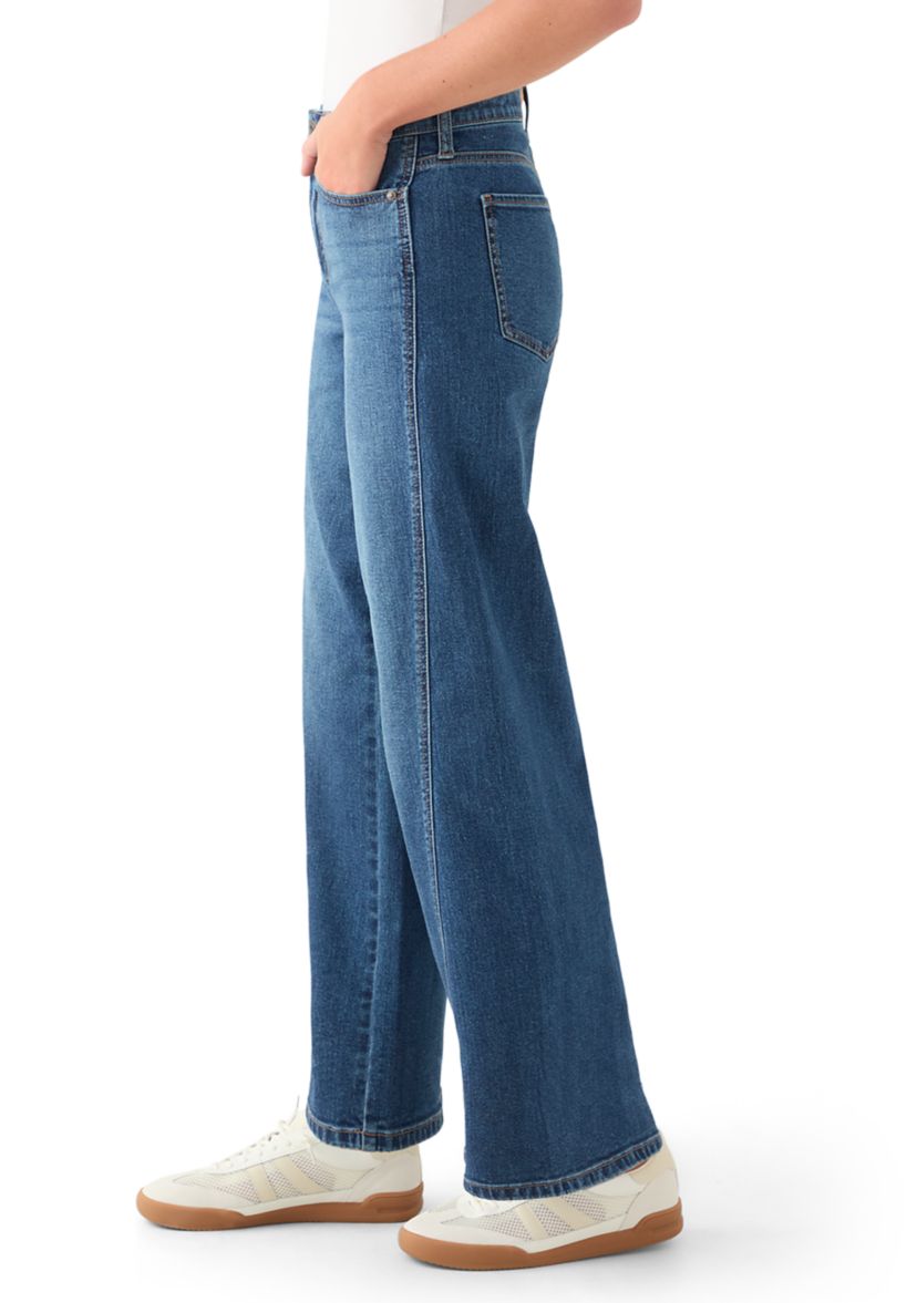 Womens High Rise Seamed Wide Leg Jeans 