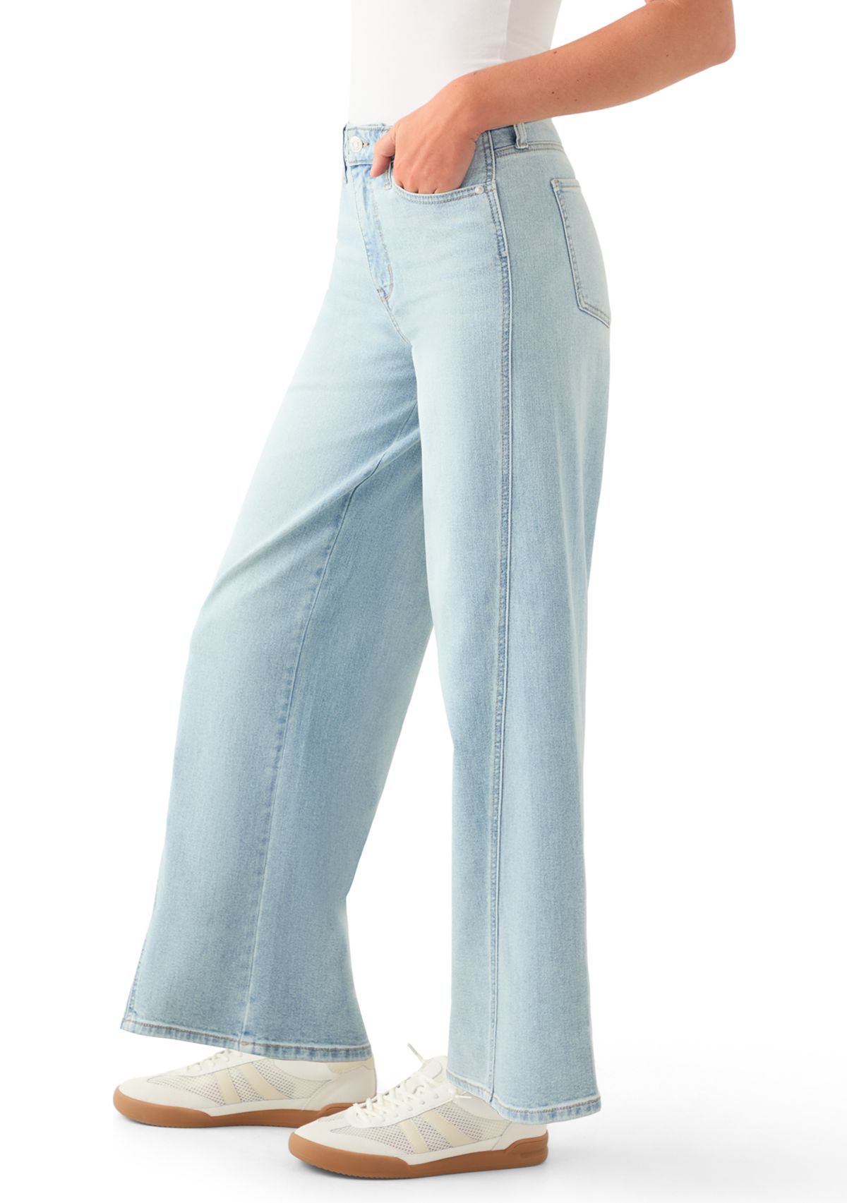 Womens High Rise Seamed Wide Leg Jeans 