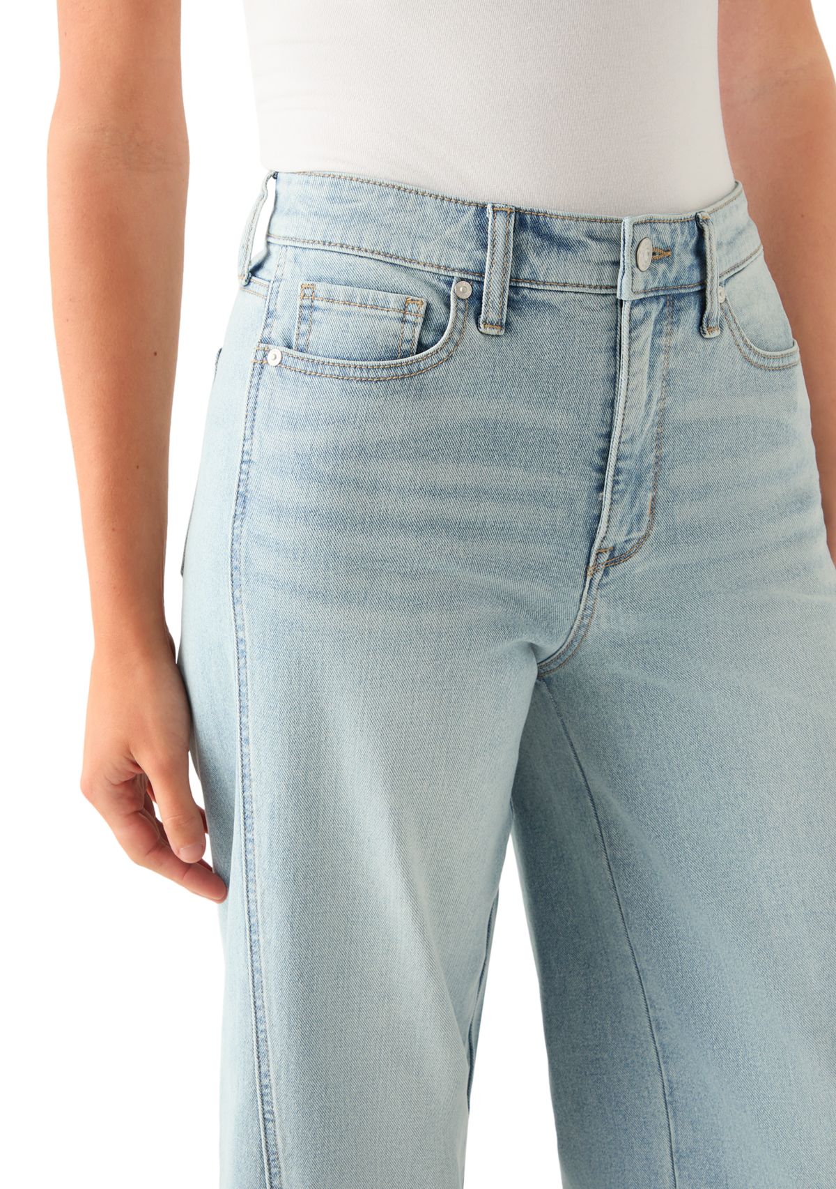 Womens High Rise Seamed Wide Leg Jeans 