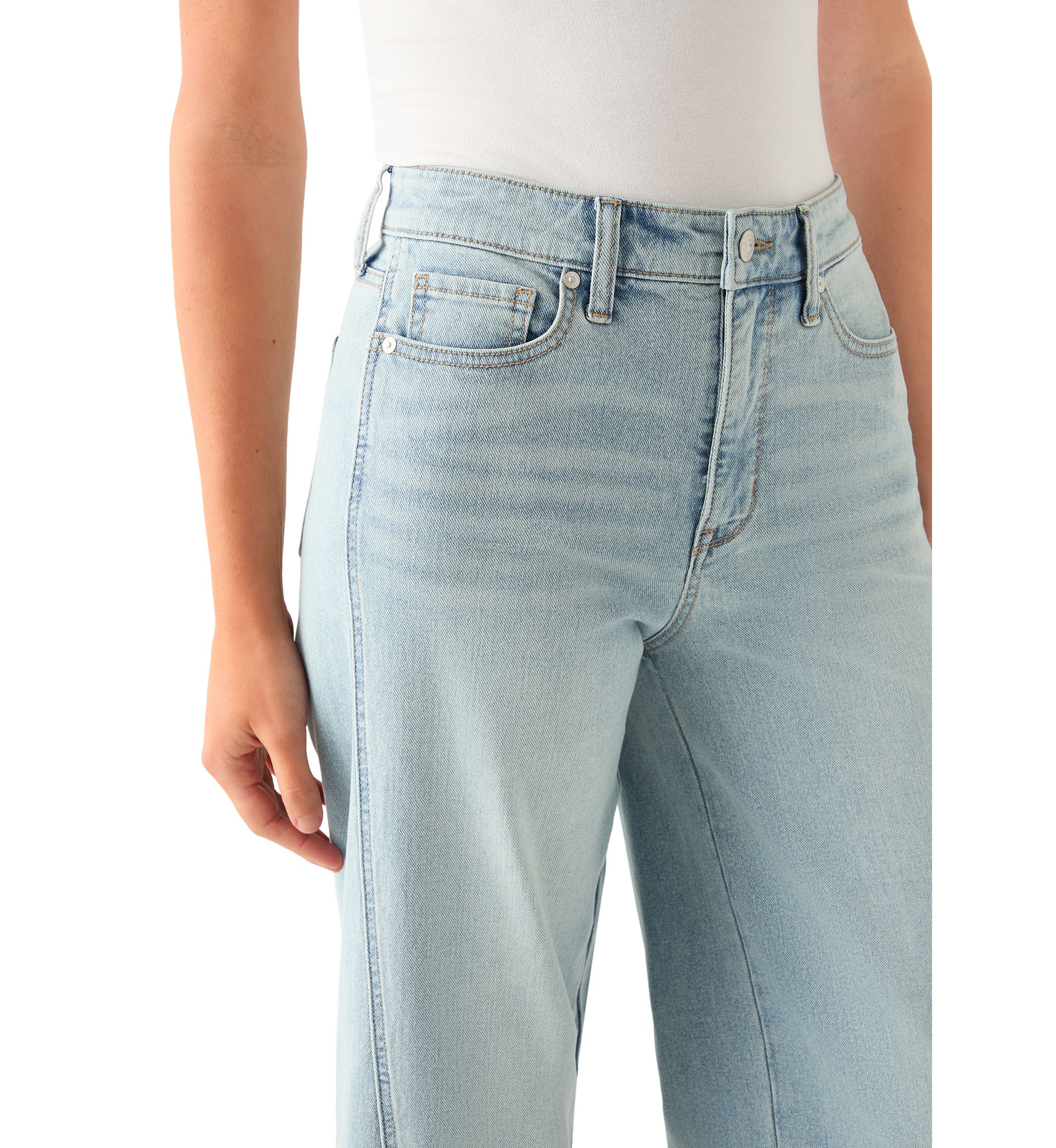 Womens High Rise Seamed Wide Leg Jeans 