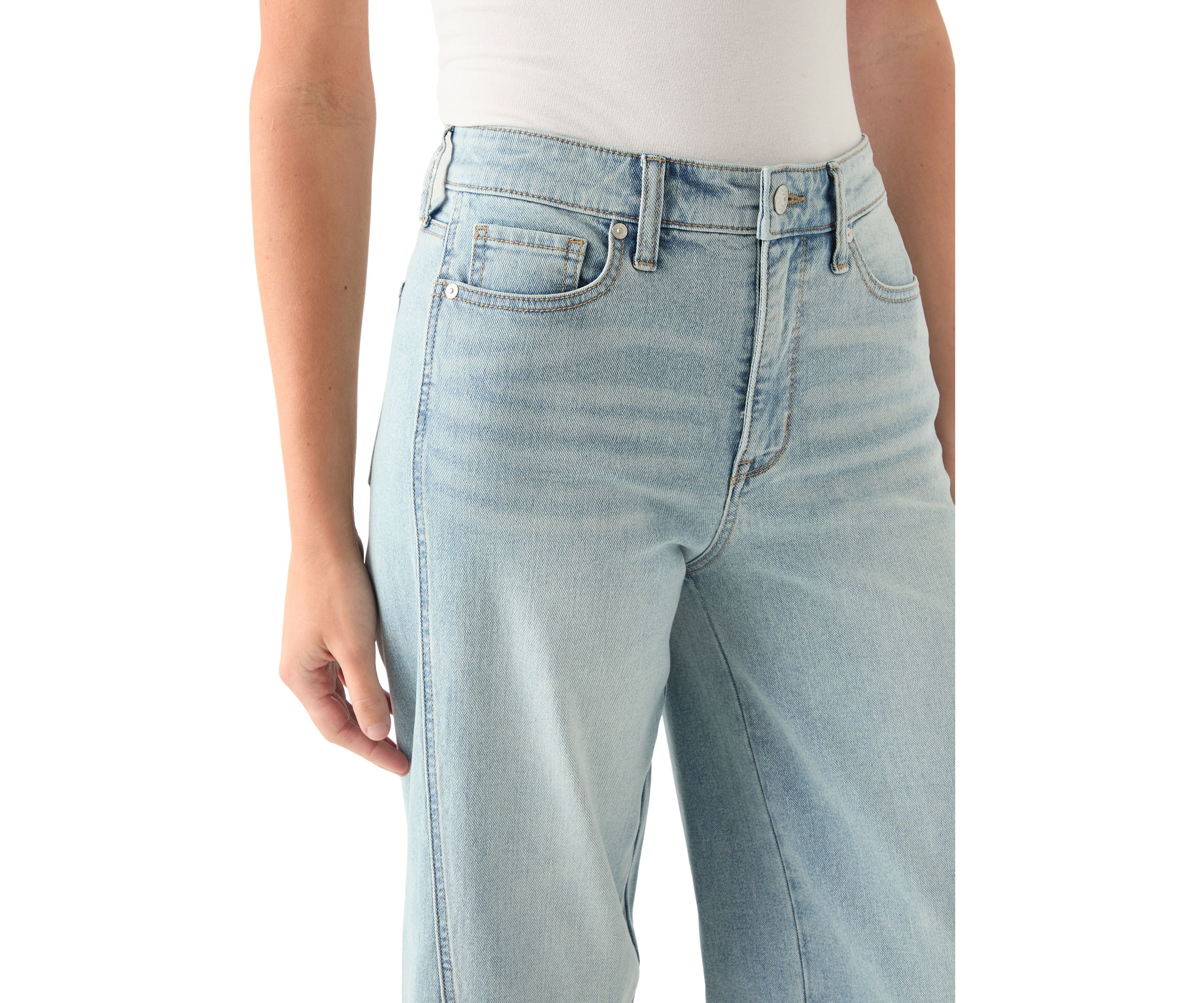 Womens High Rise Seamed Wide Leg Jeans 