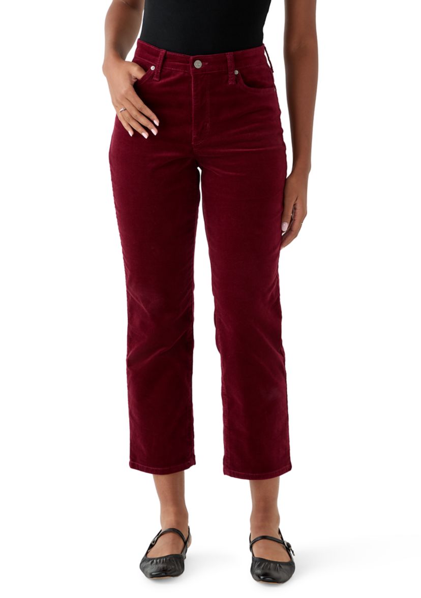 Womens High Rise Velveteen Straight Leg Pants