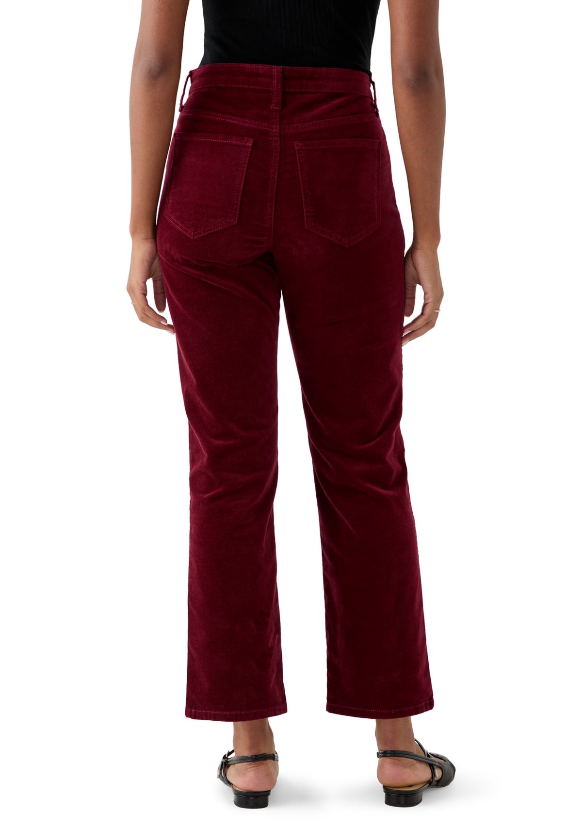 Womens High Rise Velveteen Straight Leg Pants
