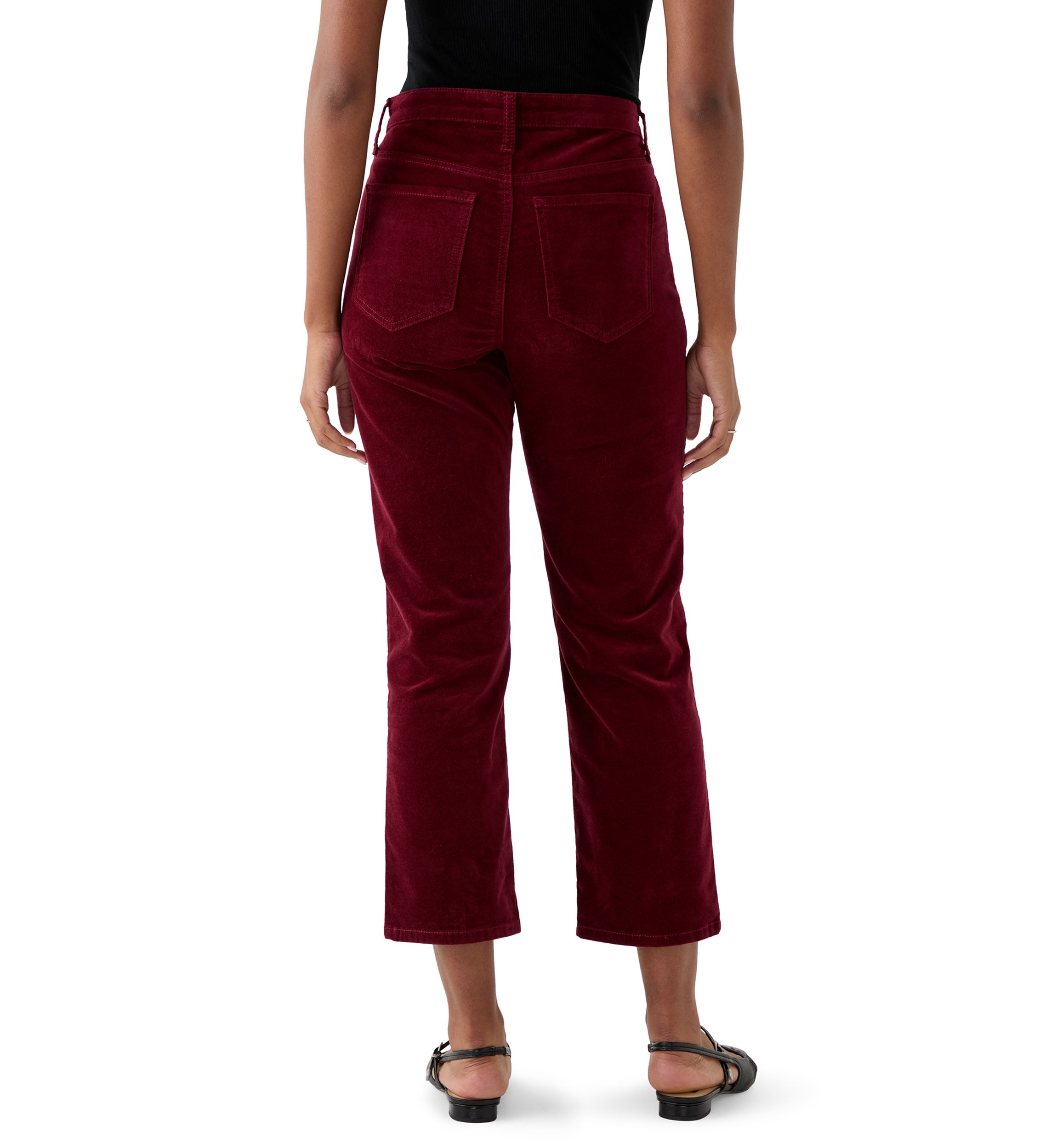 Womens High Rise Velveteen Straight Leg Pants