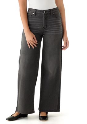 Wonderly Women's High Rise Relaxed Wide Leg Tuxedo Jeans, Size 12 – 70% Off