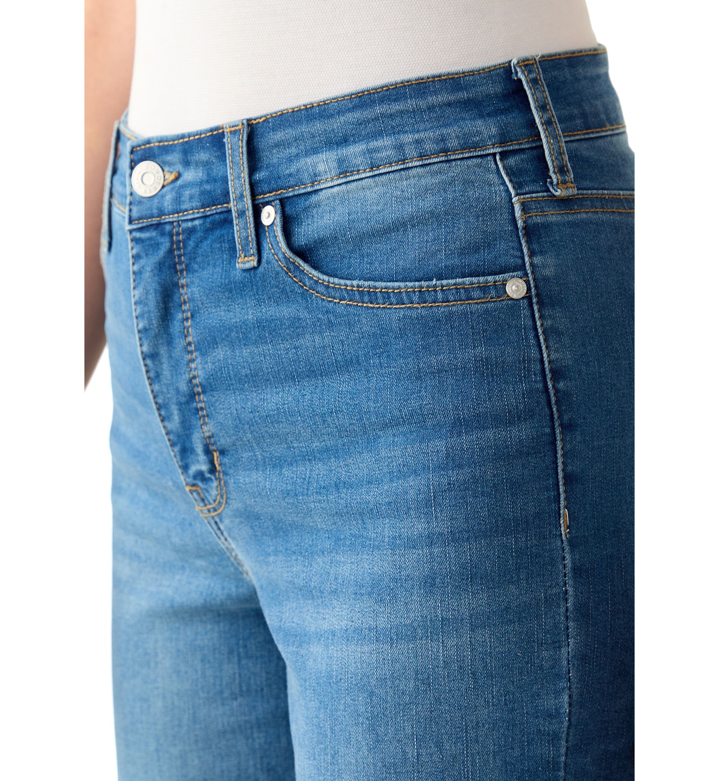 Womens High Rise Tall Cuff Straight Jeans