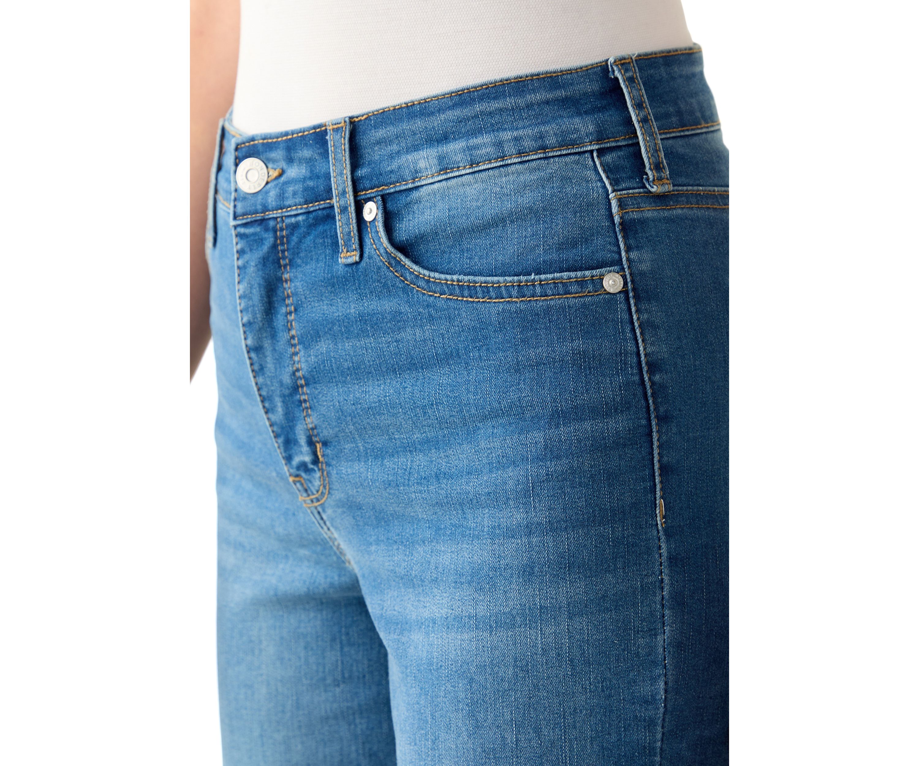 Womens High Rise Tall Cuff Straight Jeans