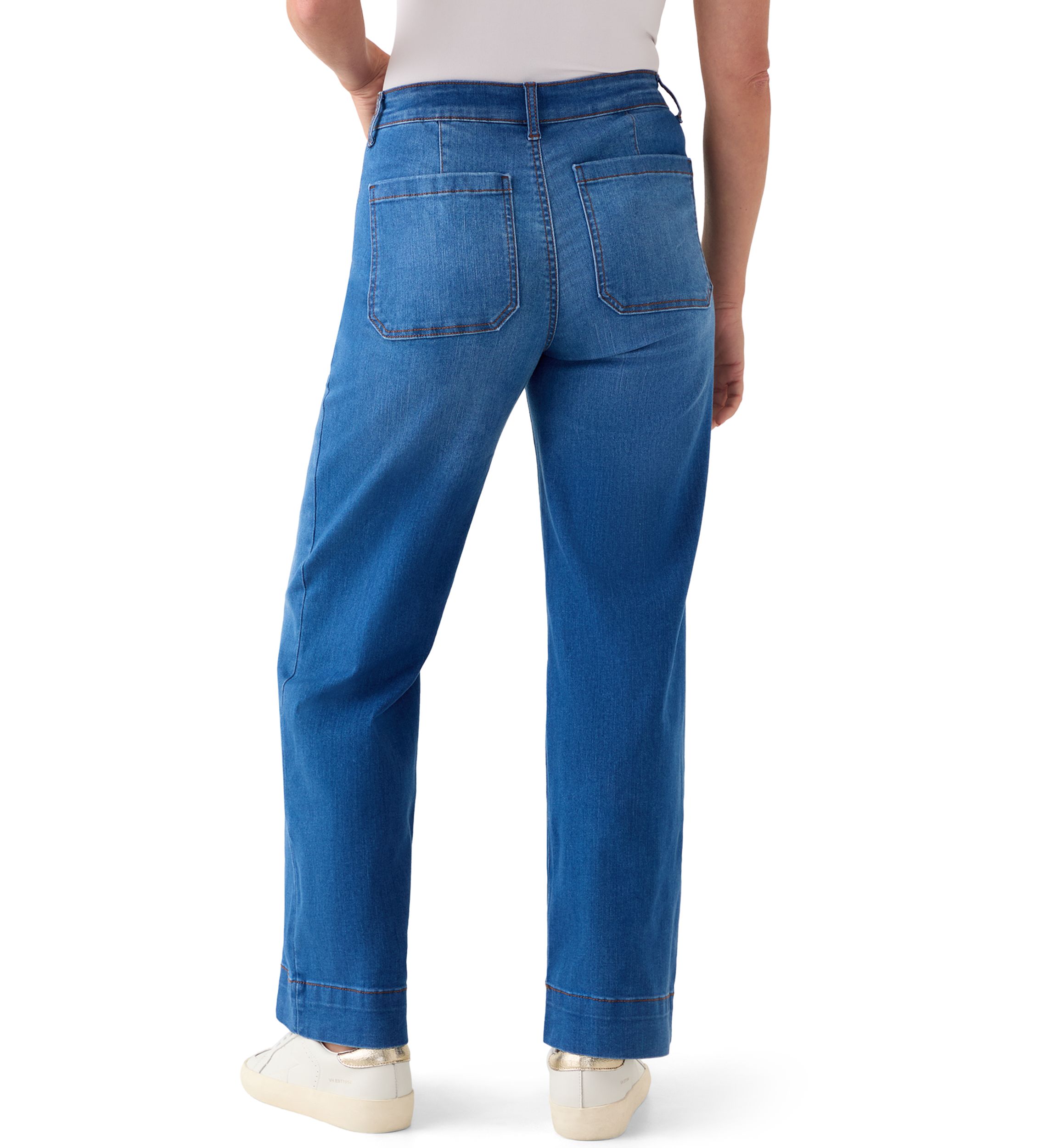 Petite High Rise Patch Pocket Wide Leg Jeans 