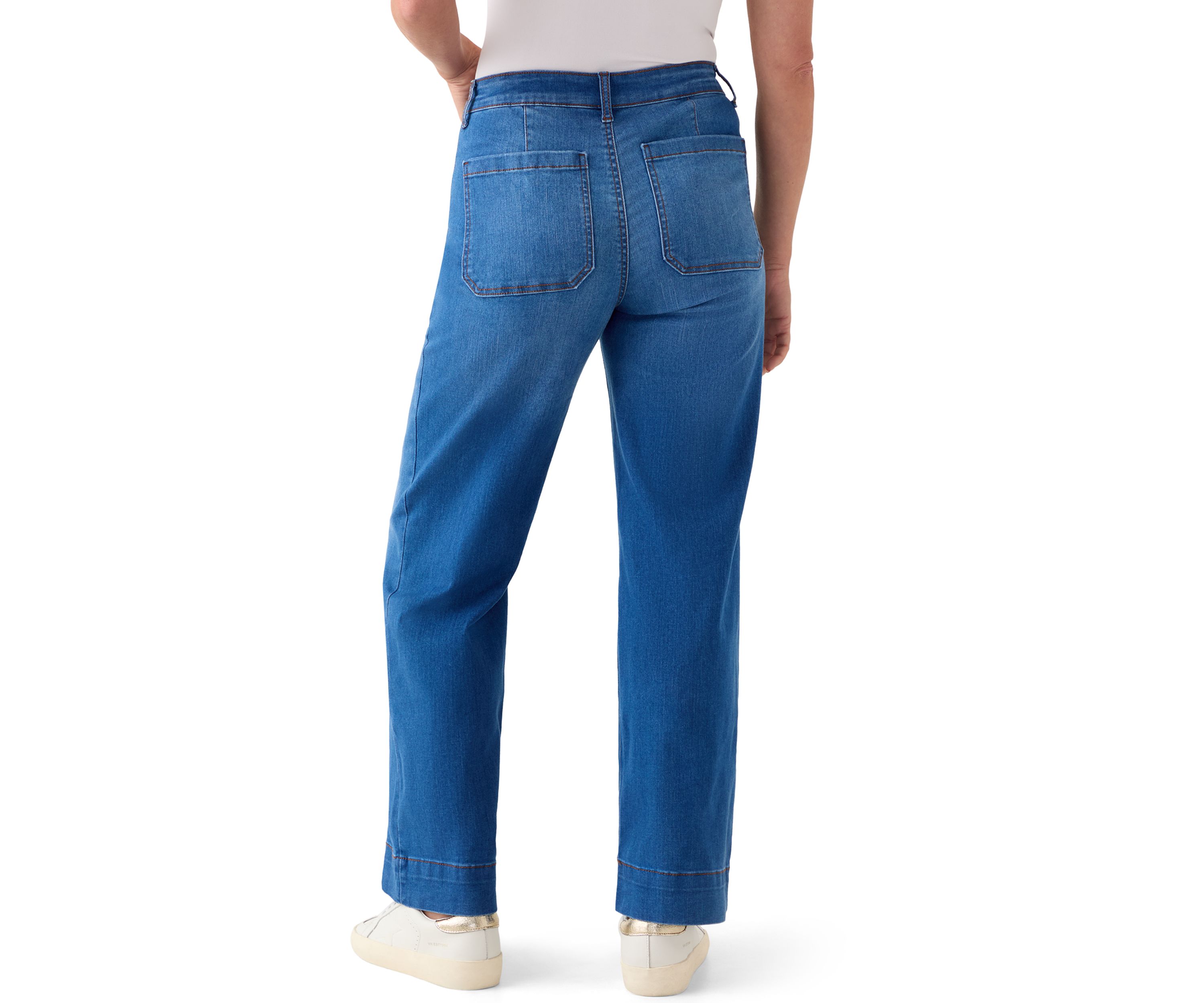 Petite High Rise Patch Pocket Wide Leg Jeans 