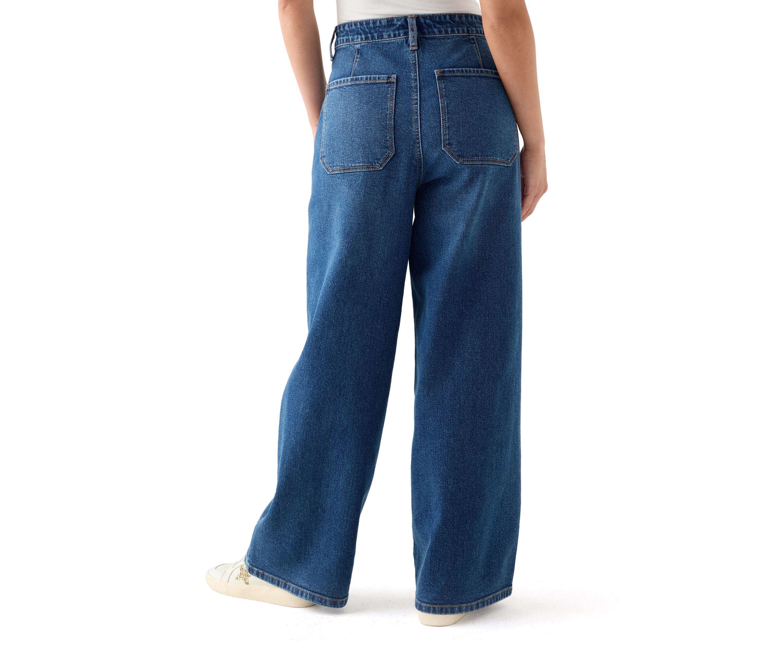 Petite High Rise Pocket Wide Leg Jeans