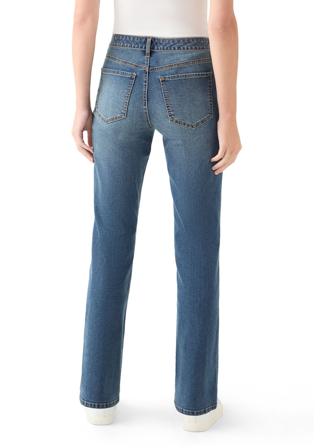 Womens Mid Rise Embroidered Bootcut Jeans