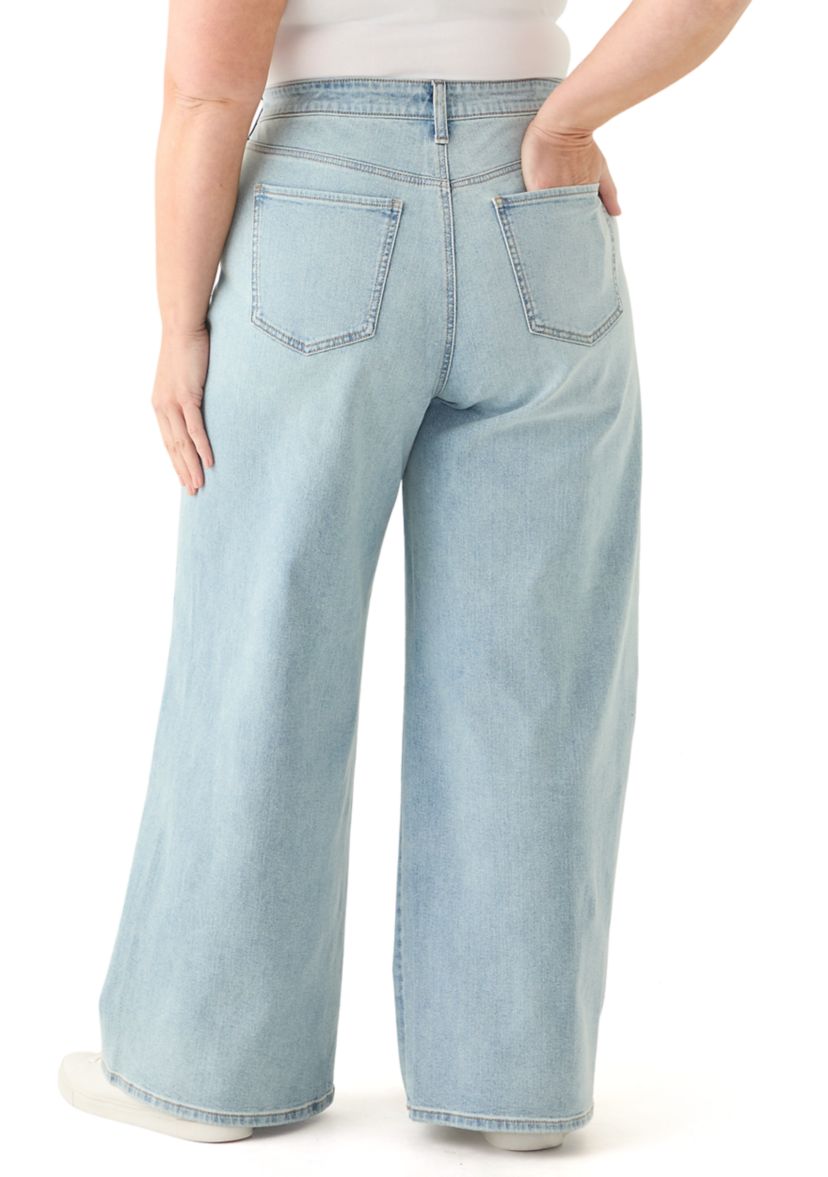 Plus Size High Rise Forward Seam Wide Leg Jeans 