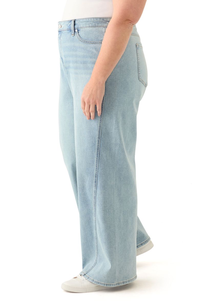 Plus Size High Rise Forward Seam Wide Leg Jeans 