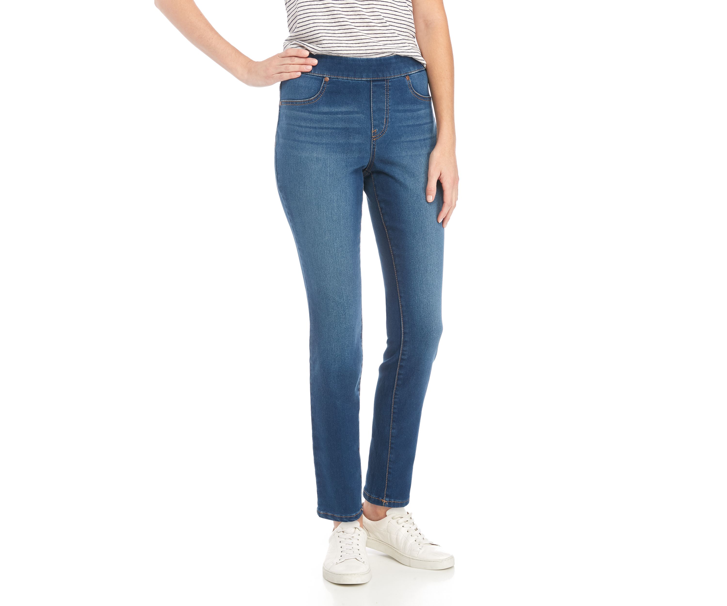 Womens Pull On Short Length Skinny Jeans