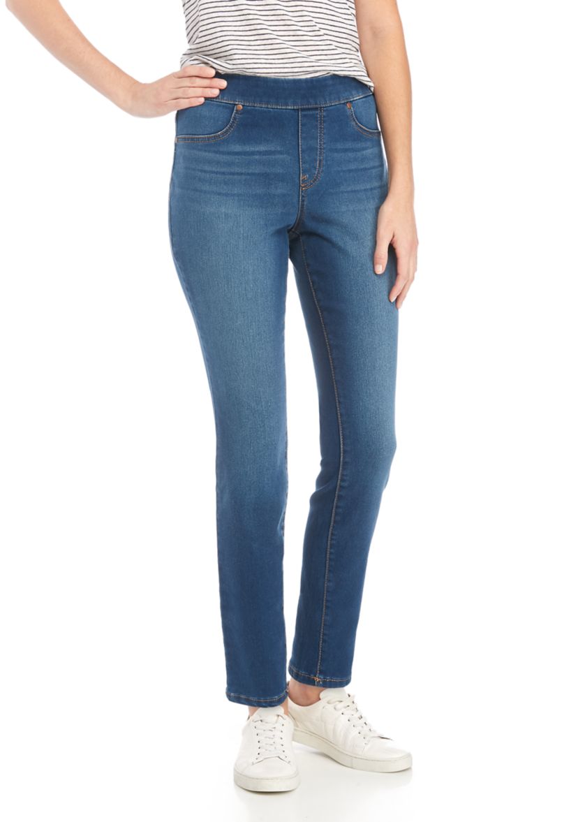 Womens Pull On Short Length Skinny Jeans