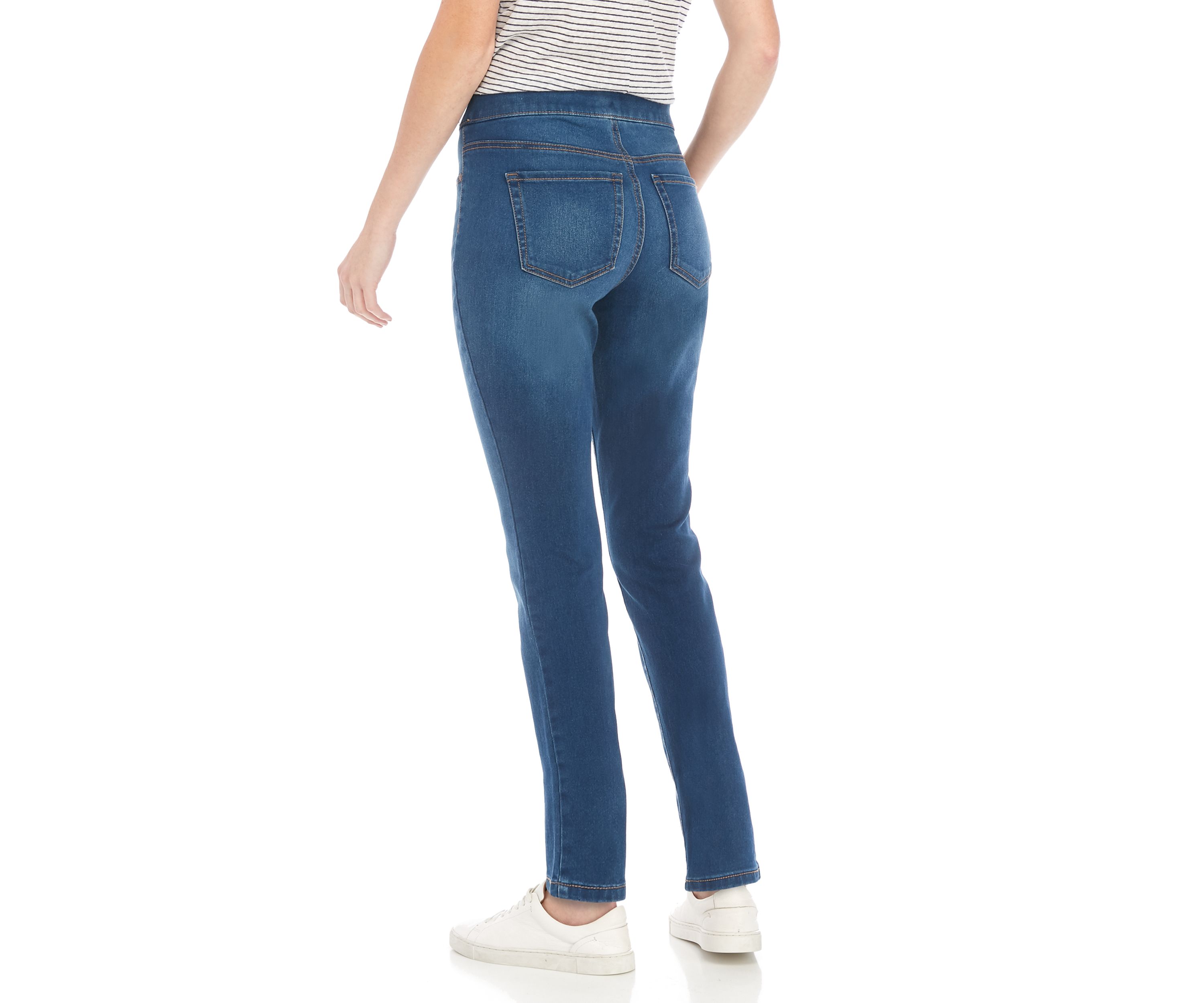 Womens Pull On Short Length Skinny Jeans