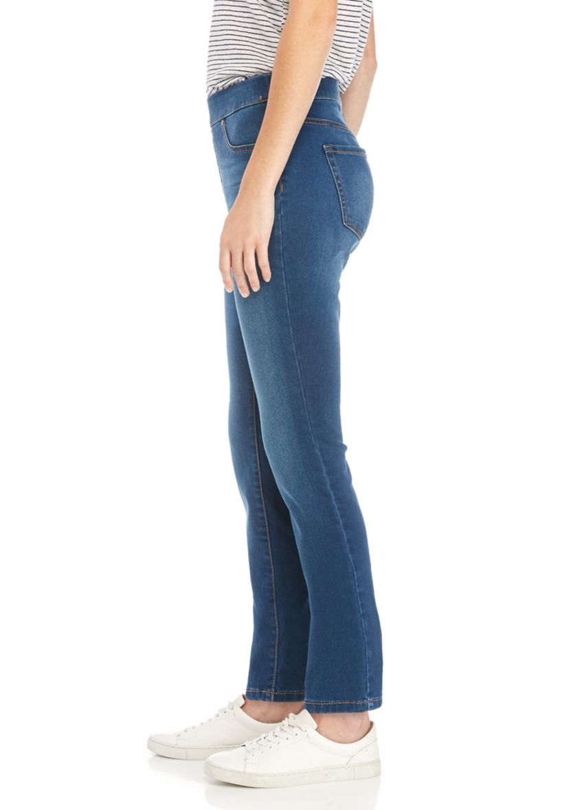 Womens Pull On Short Length Skinny Jeans