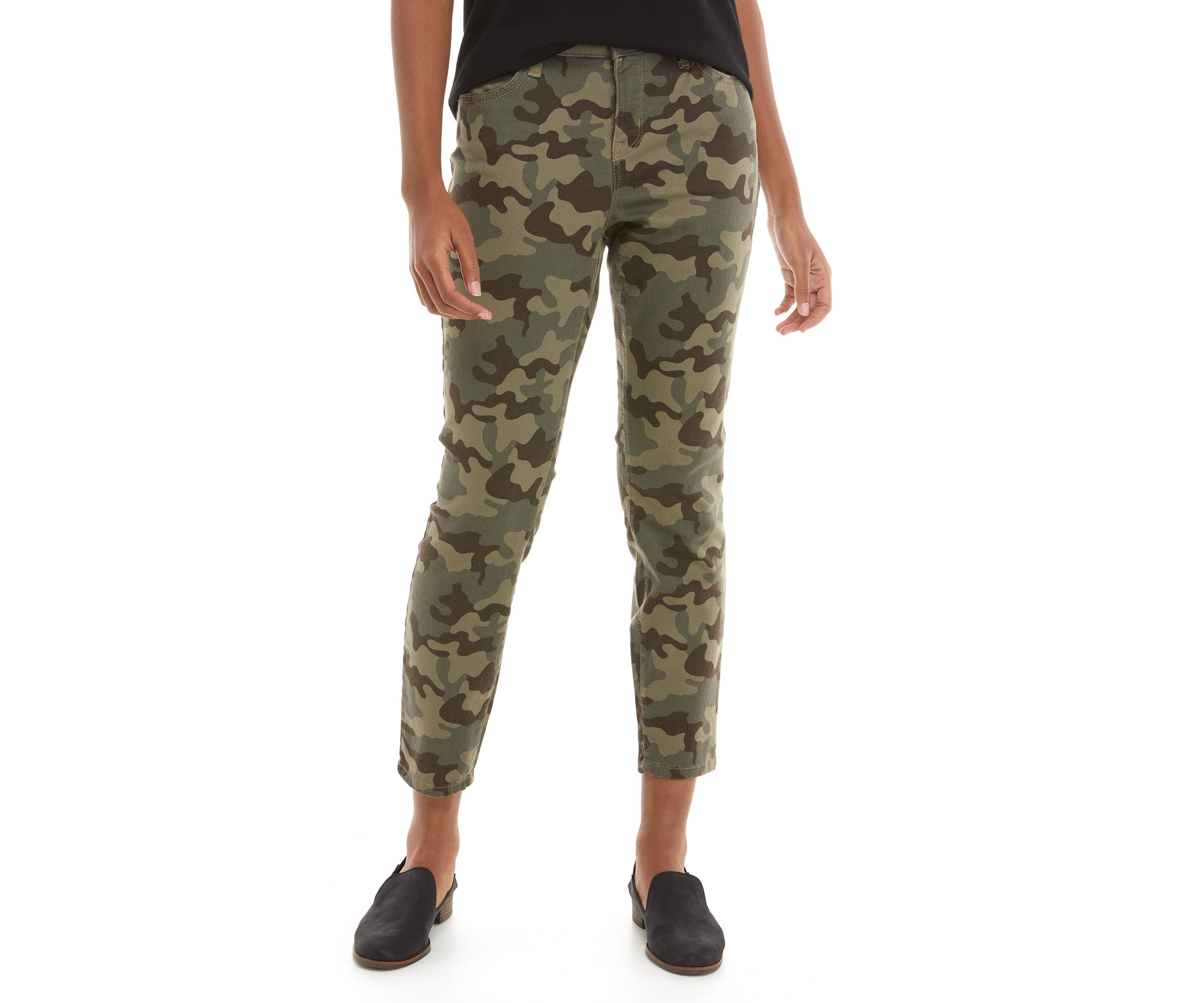  Womens Camouflage Mid Rise Skinny Ankle Pants 