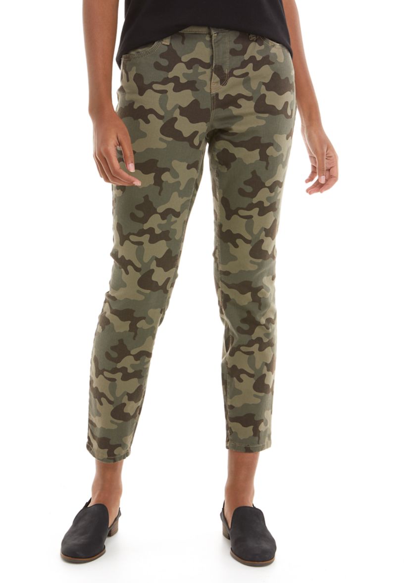  Womens Camouflage Mid Rise Skinny Ankle Pants 