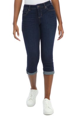 New Directions® Petite Roll Cuff Denim Capri Pants | belk