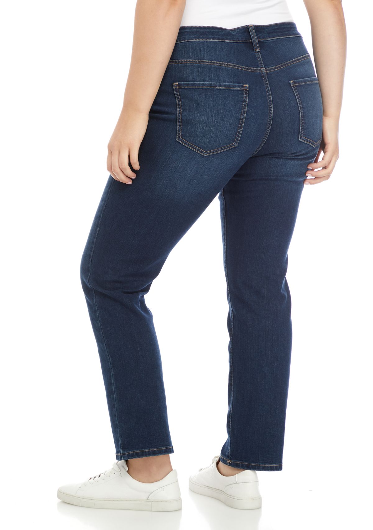 Plus Size Mid Rise Straight Jeans 