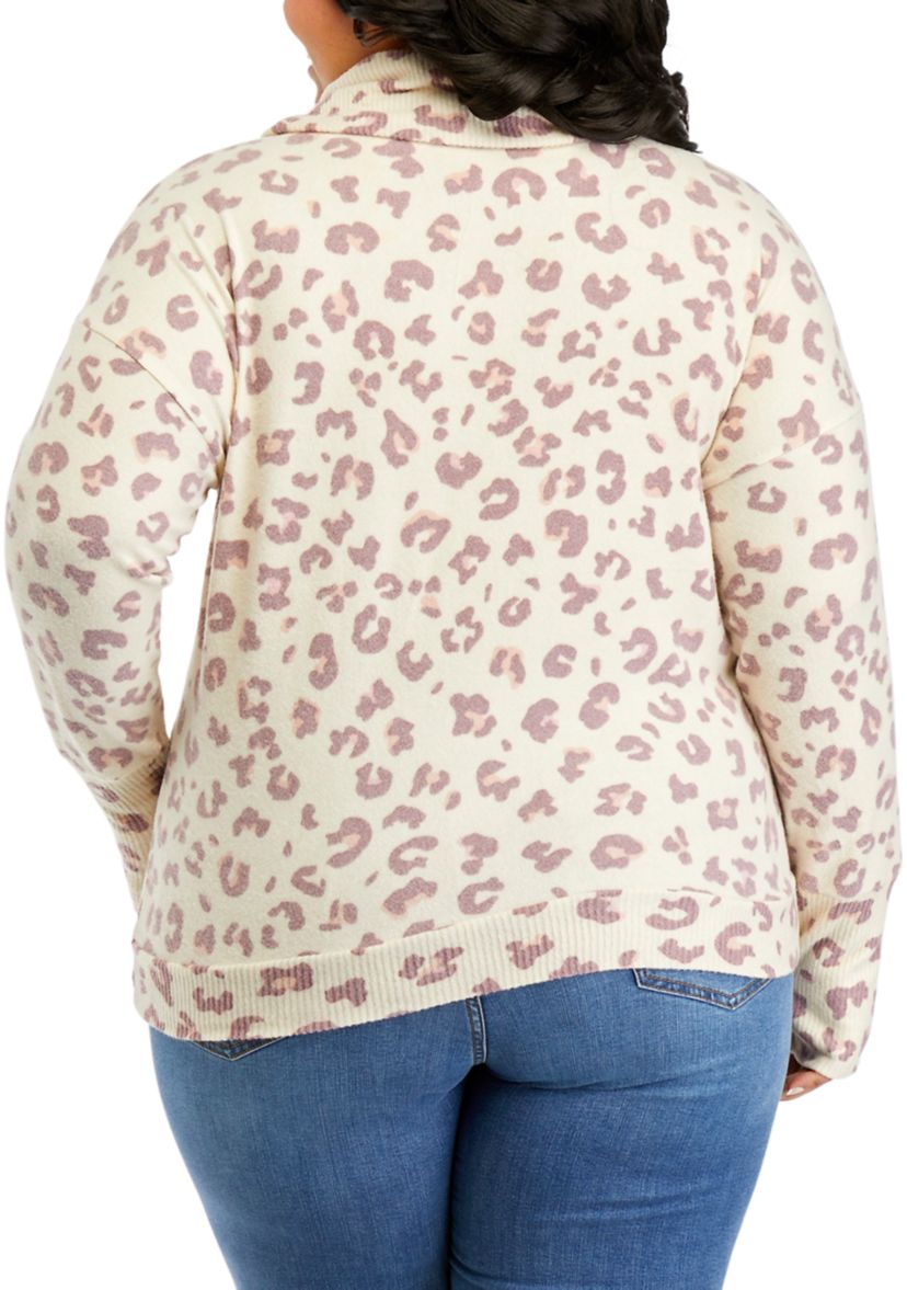 Plus Size Long Sleeve Cowl Neck Sweatshirt