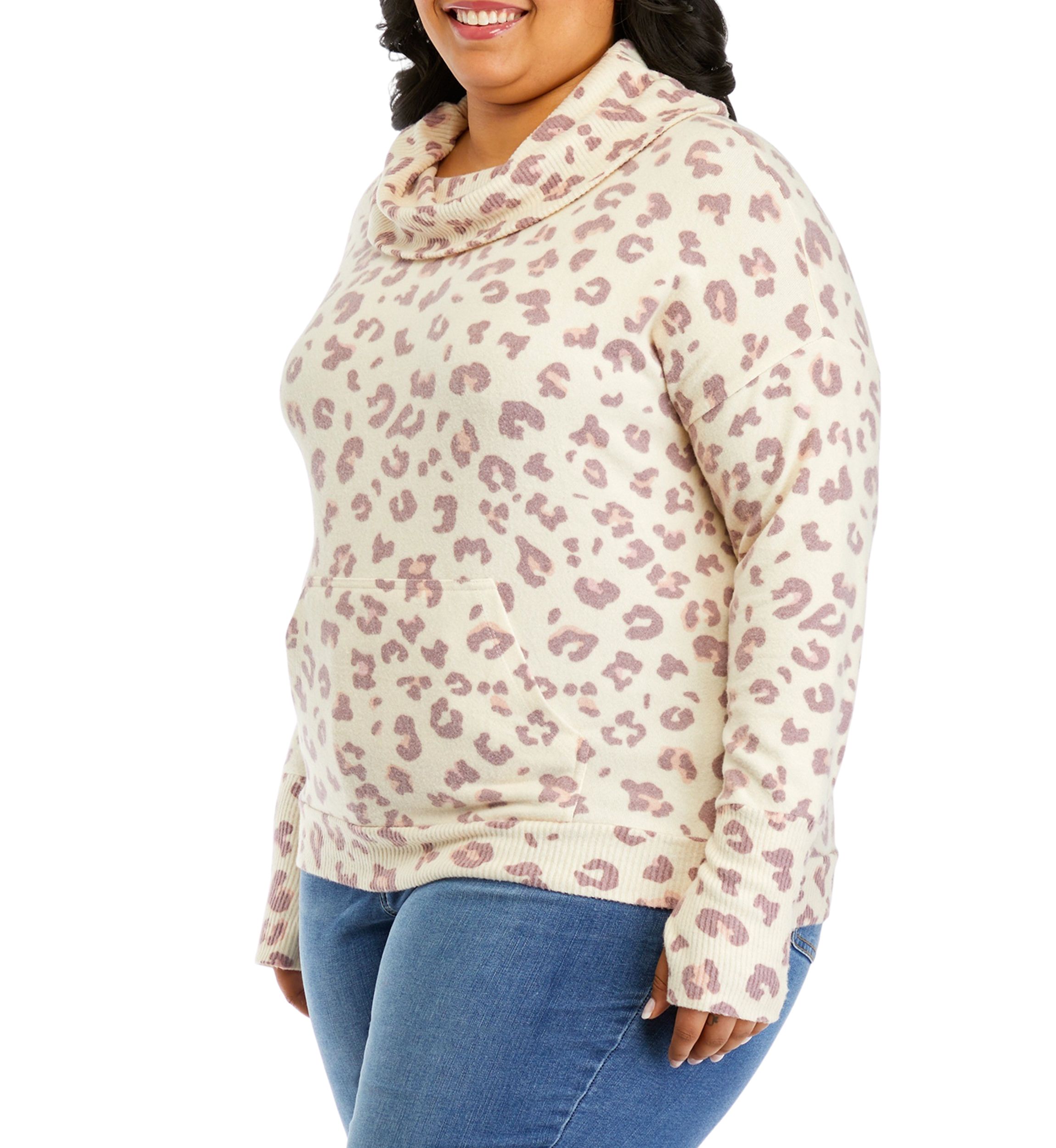 Plus Size Long Sleeve Cowl Neck Sweatshirt