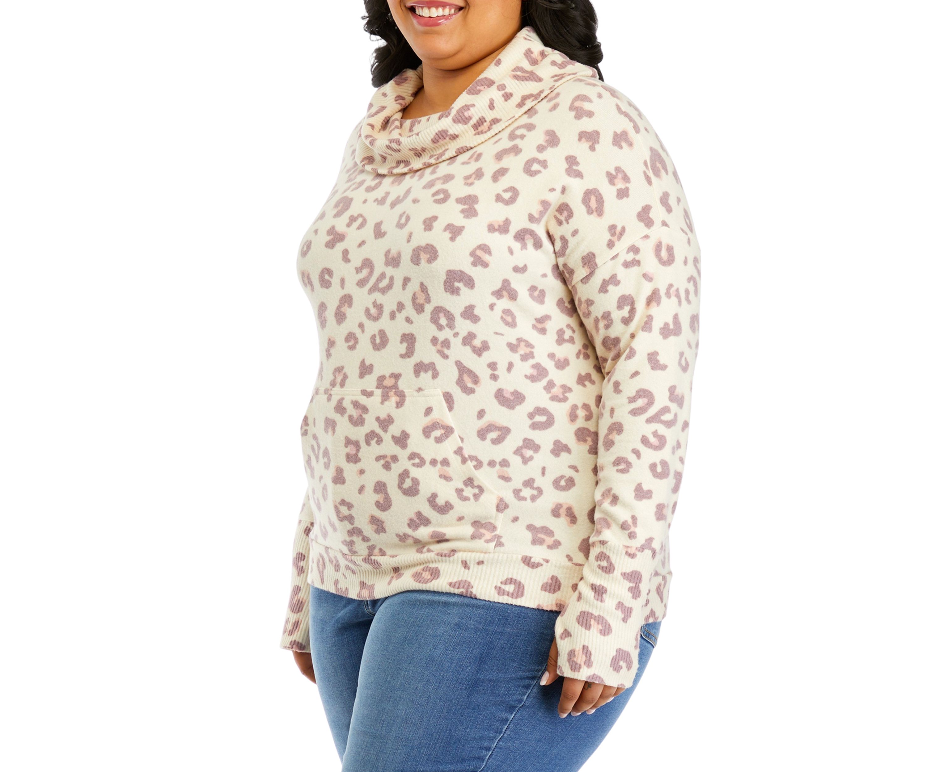 Plus Size Long Sleeve Cowl Neck Sweatshirt