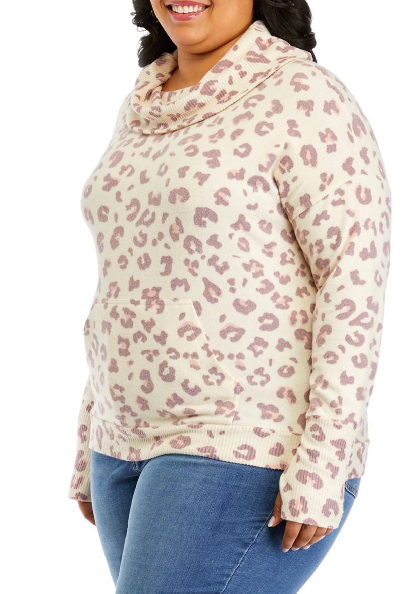 Plus Size Long Sleeve Cowl Neck Sweatshirt