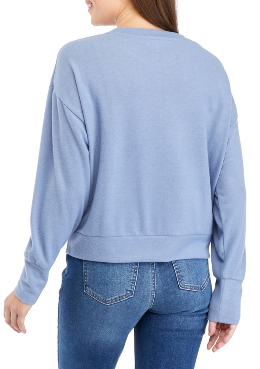 Juniors Hacci Crew Neck Top