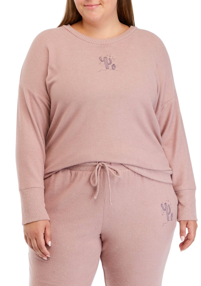 Plus Size Hacci Crew Neck Top