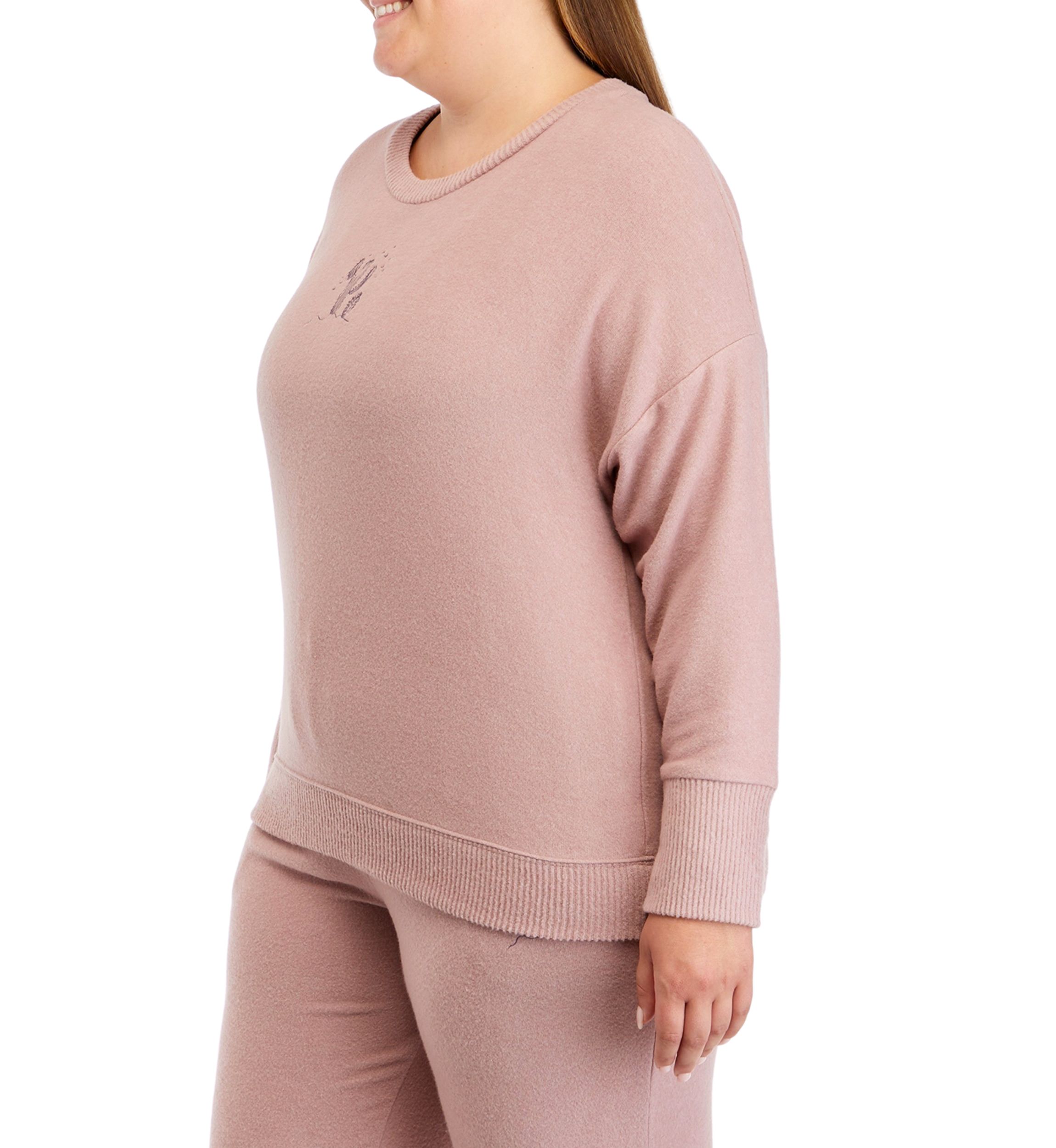 Plus Size Hacci Crew Neck Top