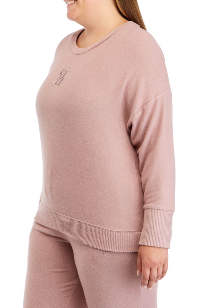 Plus Size Hacci Crew Neck Top