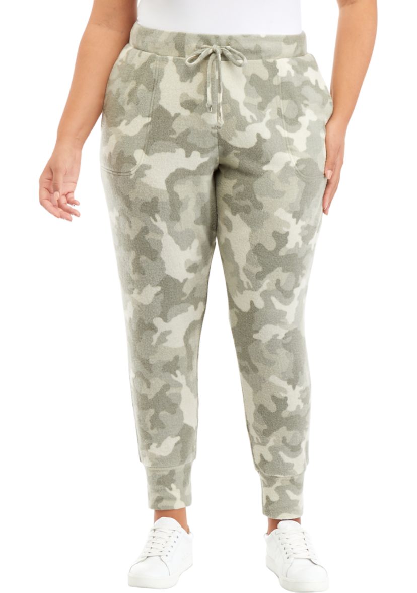 Plus Size Drawstring Hacci Joggers
