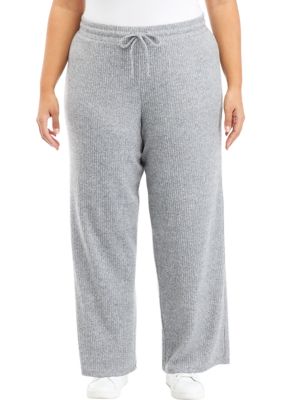 Pink Rose Plus Size Wide Leg Textured Hacci Pants | belk